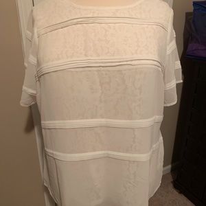 White blouse lace with sheer overlay